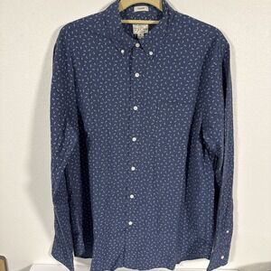 J Crew Men's Large Classic Secret Wash Blue  Organic  Cotton Button Up Shirt‎ C2